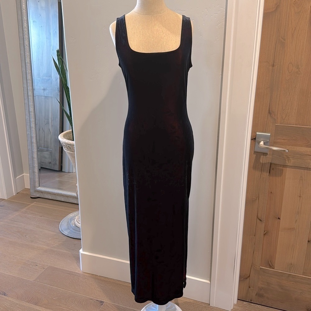 VTG Jay Jacob’s Velvet Floral Maxi Dress Womens M Wine Grunge Dark Romantic Y2K